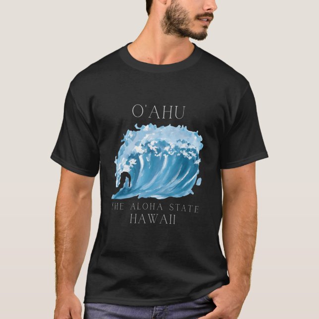 O'Ahu Hawaii Wave Aloha Staat T-Shirt (Vorderseite)