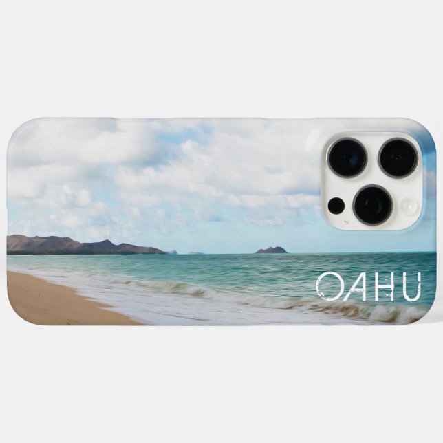 Oahu Hawaii Waves & Beach Oil Paint Digital Art Case-Mate iPhone Hülle (Rückseite (Horizontal))