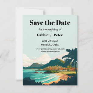 Oahu Hawaii Wedding Save the Date Einladung