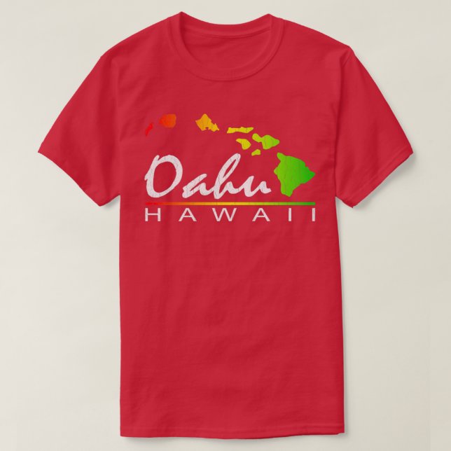 Oahu Hawaiianische Inseln Vintage, in Schwierigkei T-Shirt (Design vorne)