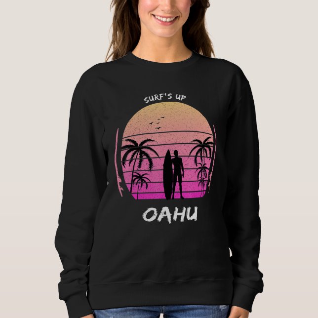 Oahu Palm Tree Surf Hawaii Waikiki Souvenir Maui K Sweatshirt (Vorderseite)