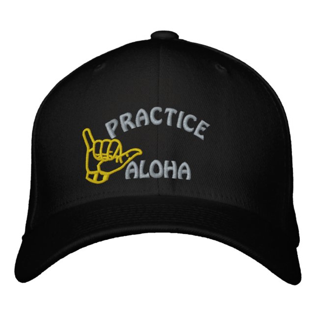 Oahu praktiziert Aloha Shaka (Hang locker) Bestickte Baseballkappe (Vorderseite)