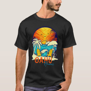 Oahu Sunset Beach Hawaiian Vacation Paare Familie T-Shirt