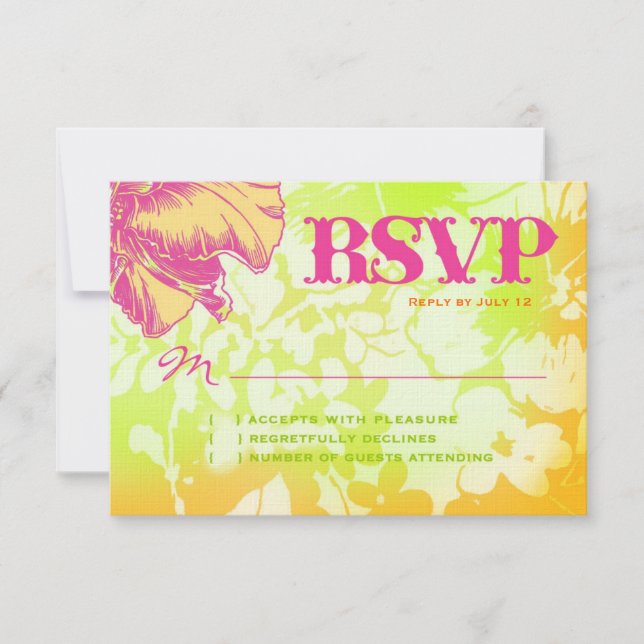 OAHU UAWG Floral Liner Paper RSVP Karte (Vorderseite)