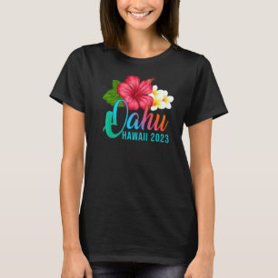 Oahu Urlaub mit hawaiianischem tropischem Hibiskus T-Shirt