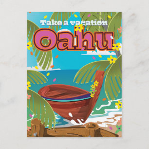 Oahu Urlaub Reiseplakat Feiertagspostkarte