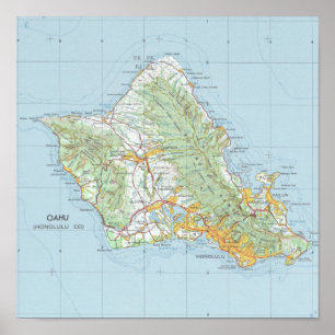 Oahu Vintag Map Poster