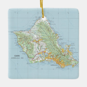 Oahu Vintage Karte Keramikornament
