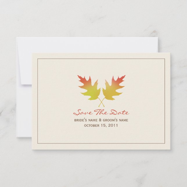 Oak-Blätter Hochzeit im Herbst Save the Date (Vorderseite)