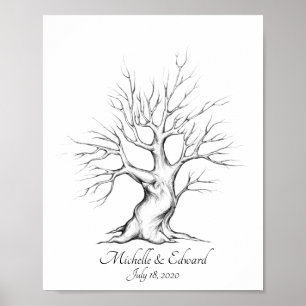 Oak Fingerprint Tree for Anniversary Poster