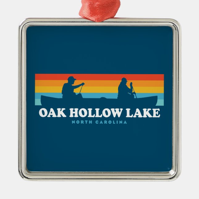 Oak Hollow Lake North Carolina Canoe Ornament Aus Metall (Vorne)