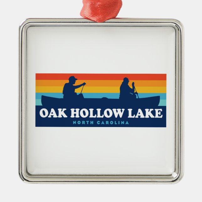 Oak Hollow Lake North Carolina Canoe Ornament Aus Metall (Vorne)