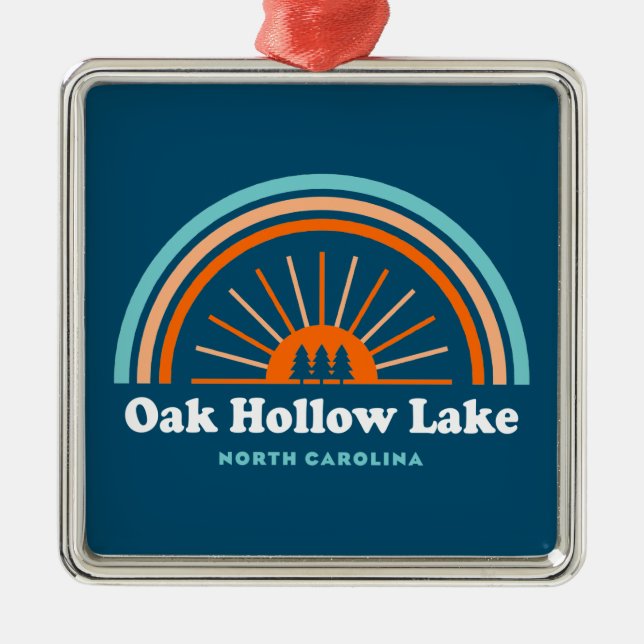 Oak Hollow Lake North Carolina Rainbow Ornament Aus Metall (Vorne)