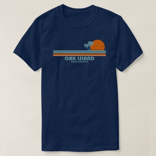 Oak Island North Carolina Sun Palm Trees T-Shirt (Design vorne)