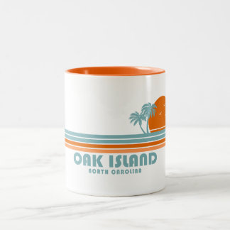 Oak Island North Carolina Sun Palm Trees Zweifarbige Tasse