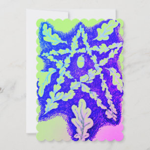 Oak Leaf Pentagram Neon farbenfroh Feiertagskarte