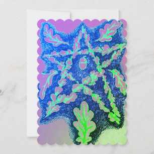 Oak Leaf Pentagram Neon farbenfroh Feiertagskarte