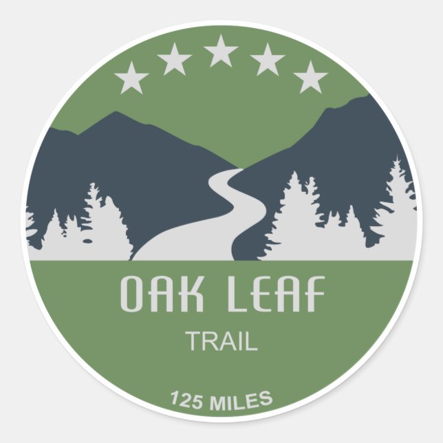 Oak Leaf Pfad Runder Aufkleber (Vorderseite)