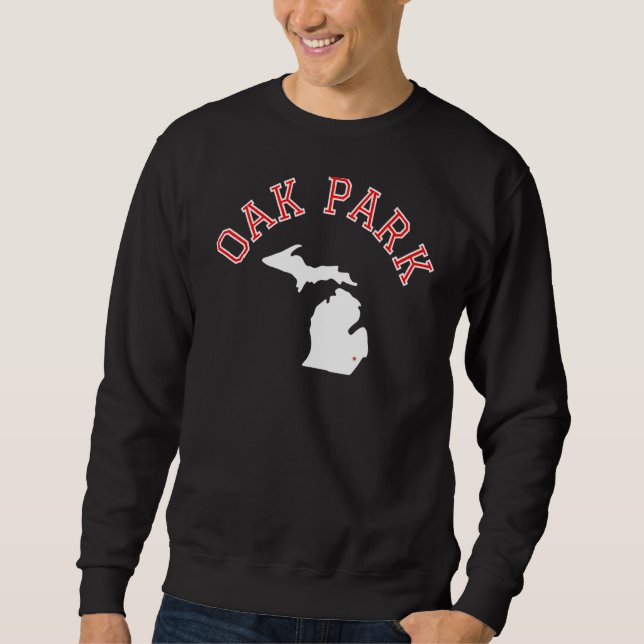 Oak Park Michigan White Map Sweatshirt (Vorderseite)
