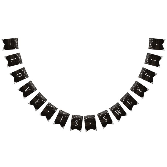 Oak Ridge Rustic Dark Wood Liebe ist süße Hochzeit Wimpelkette (Alle)