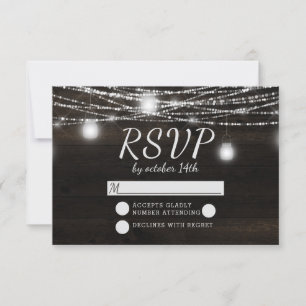 Oak Ridge Rustic Dark Wood Wedding RSVP Reaktion