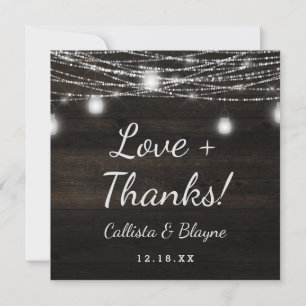 Oak Ridge Rustic Wedding Liebe und Dank Square Dankeskarte