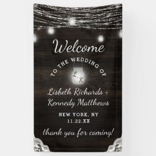 Oak Ridge Rustic Wood & Mason Jars Wedding Willkom Banner