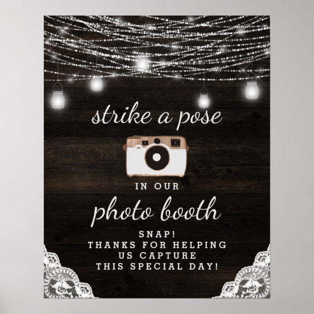 Oak Ridge Rustic Wood Photo Booth Wedding Sign Poster (Vorne)
