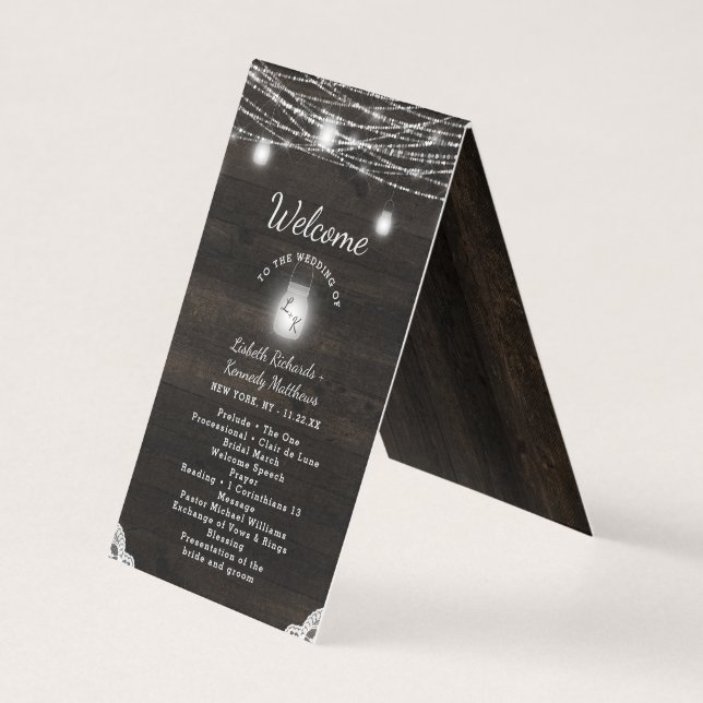 Oak Ridge Rustic Wood Wedding Zeremonie Programm (Vorderseite)