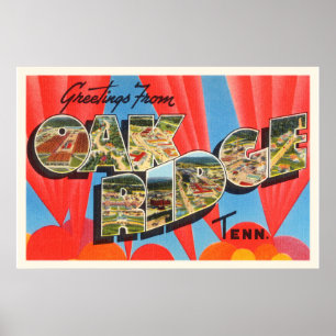 Oak Ridge Tennessee TN Alte Jahrgang Reise Souveni Poster