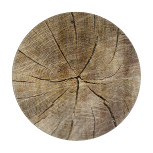Oak Tree Cross Section Glass Chopping Board Schneidebrett