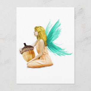 Oak Tree Fairy mit Acorn Postkarte