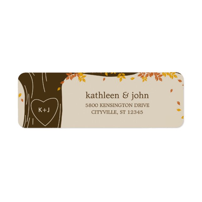 Oak Tree Hochzeit im Herbst Address Labels (Vorne)
