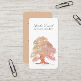 Oak Tree Illustration in Creme Beige Visitenkarte