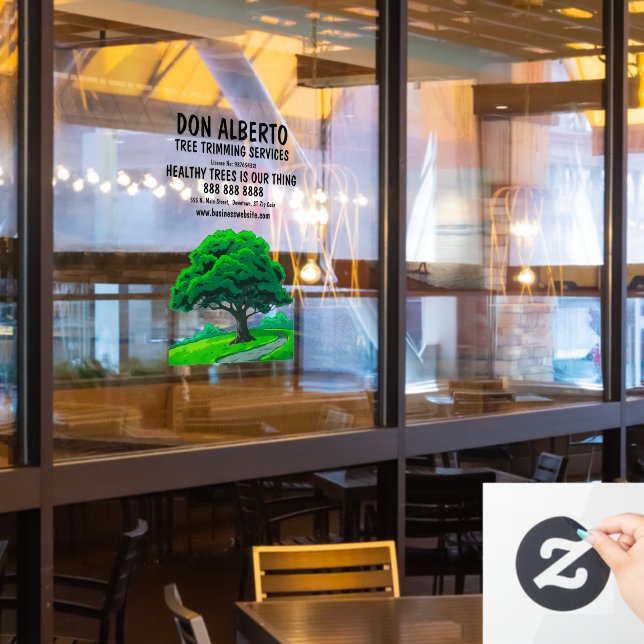 Oak Tree Logo | Custom Tree Trimming Service Fensteraufkleber (Restaurantfenster)