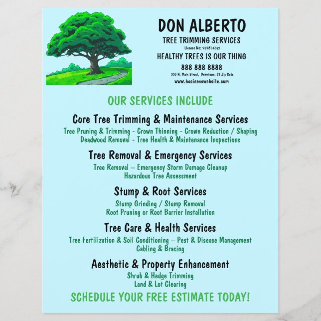 Oak Tree Logo | Custom Tree Trimming Service Flyer (Vorne)
