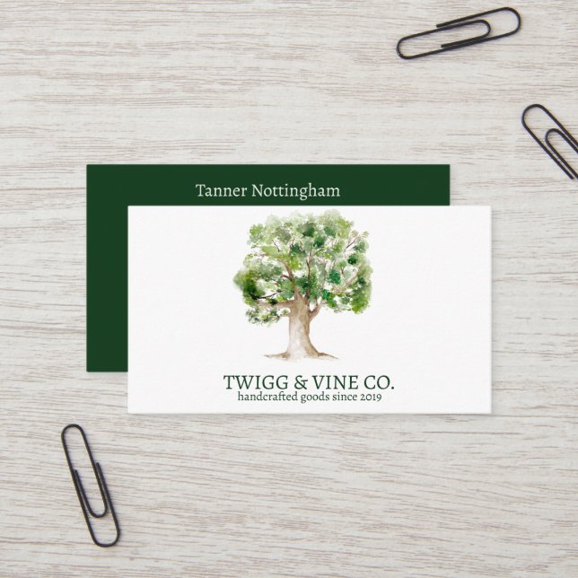 Oak Tree Logo Networking Business Card Visitenkarte (Vorderseite/Rückseite Beispiel)