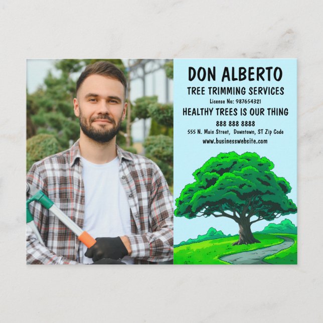 Oak Tree Logo | Tree Trimming Service Marketing Postkarte (Vorderseite)