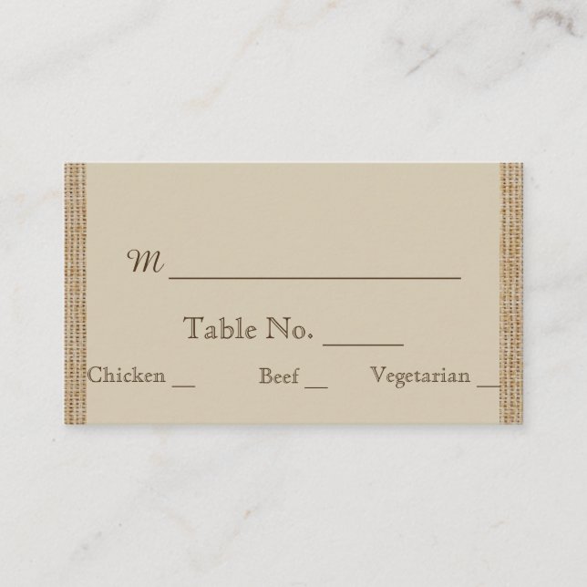 Oak Tree on Burlap Wedding Platzkarten (Vorderseite)