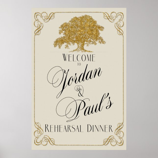 Oak Tree Plantation in Gold Glitzer Probe Poster (Vorne)