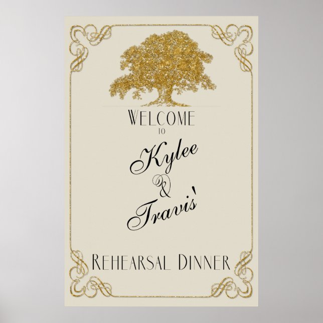 Oak Tree Plantation in Gold Glitzer Probe Poster (Vorne)