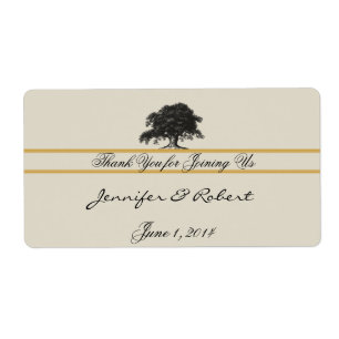 Oak Tree Plantation in Gold Water Flasche Label