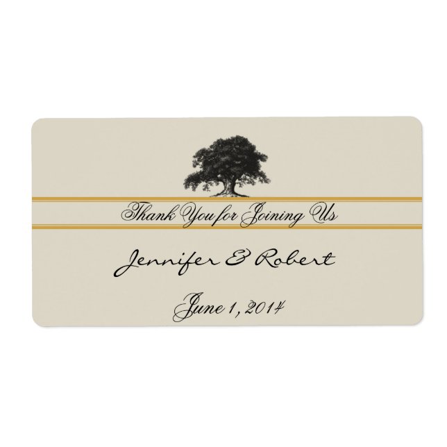 Oak Tree Plantation in Gold Water Flasche Label (Vorne)