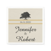 Oak Tree Plantation in Gold Wedding Napkin