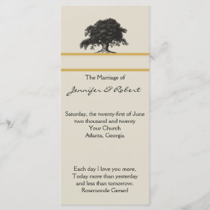 Oak Tree Plantation in Gold Wedding Program Programm