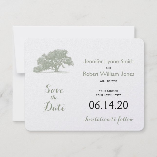 Oak Tree Plantation Wedding Save the Date (Vorderseite)
