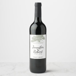 Oak Tree Plantation Wedding Wine Label Weinetikett