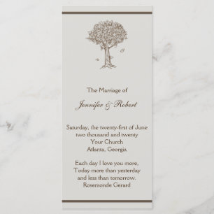 Oak Tree Sketch Wedding Program Programm