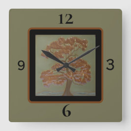 Oak Tree Square Wall Clock Quadratische Wanduhr