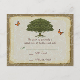 Oak Tree Wedding Matching UAWG RSVP Karte